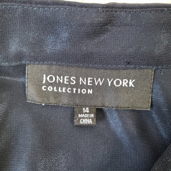 Jones New York Collection Blue Sheen Blouse Size M - Picture 5 of 9